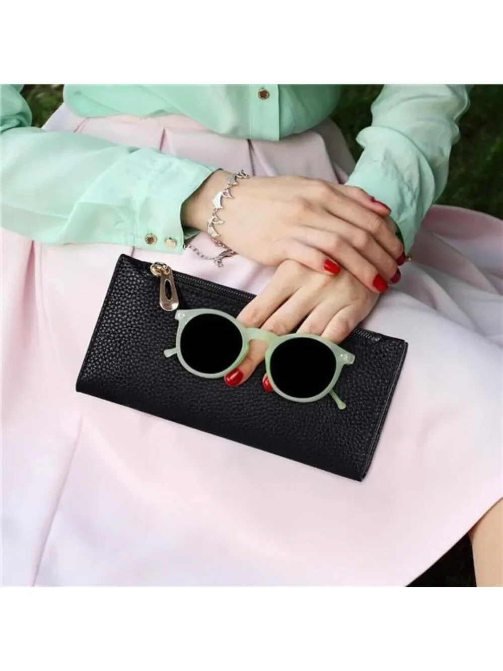 Ultra Slim Womens Wallet Leather RFID Bifold Credit Card Holder Travel Purse